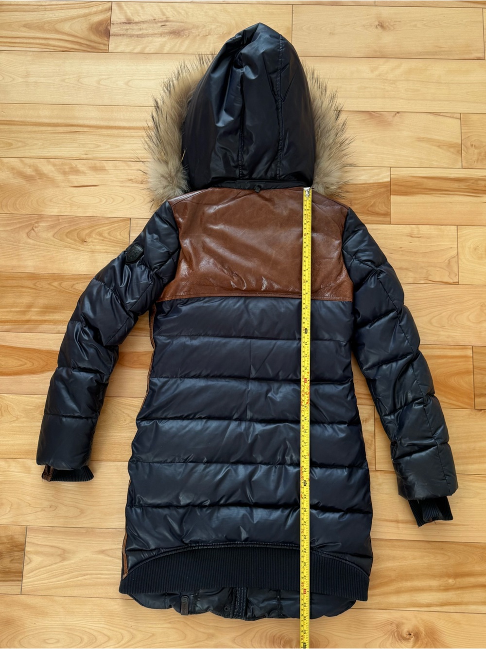 Rudsak Navy Puffer Winter Coat with Fur Trim and Leather Accents - Picture 2 of 15